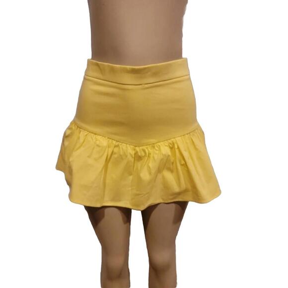 ZARA Yellow Drop Waist Ruffle Women's Short Mini Skort Skirt Size M #H - Picture 8 of 9